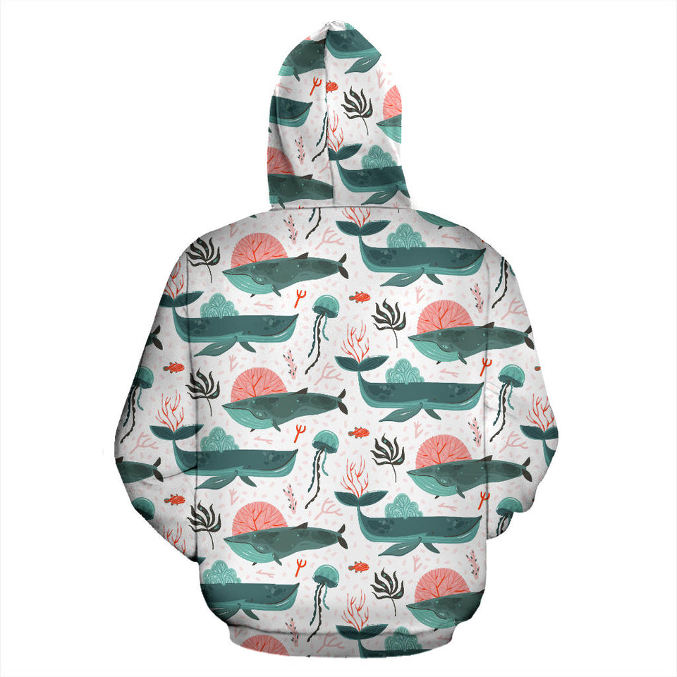 Whale Jelly Fish Pattern  Men Women Pullover Hoodie