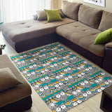 Owl Pattern Green Background Area Rug