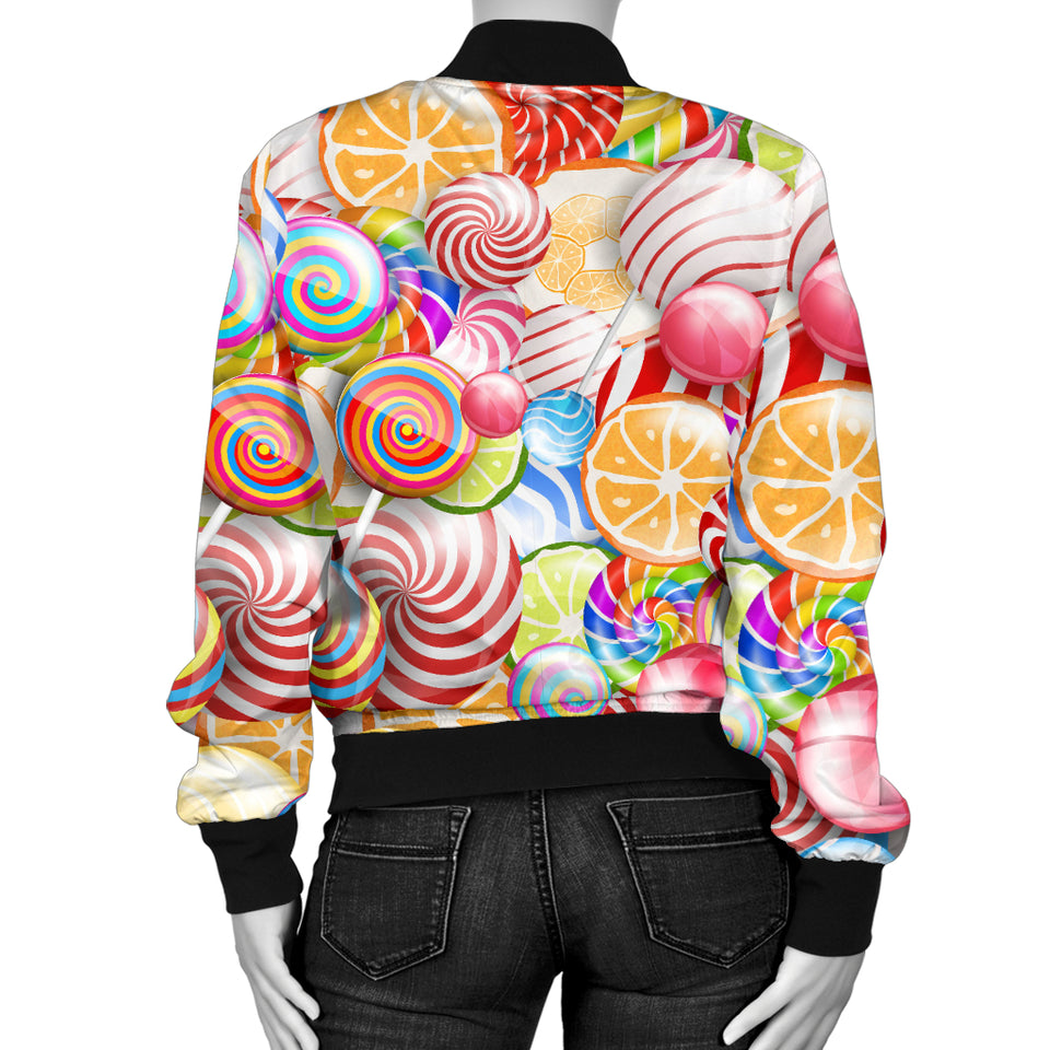 Candy Lollipop Pattern Women Bomber Jacket