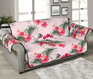 Red Pink Orchid Hibiscus Pattern Sofa Cover Protector