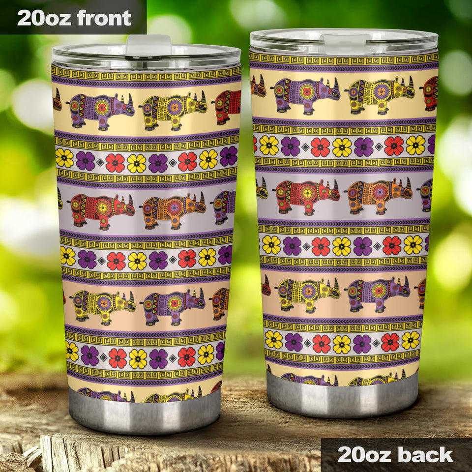 Rhino African Afro Dashiki Adinkra Kente Pattern Tumbler