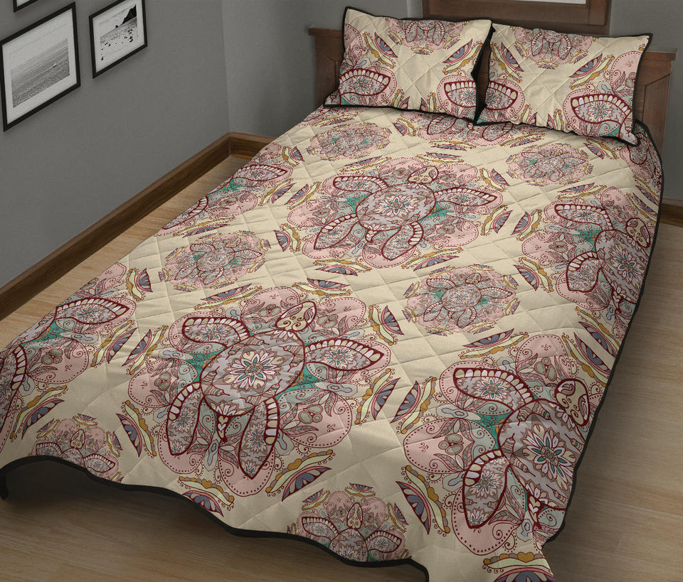 Sea Turtle Tribal Pattern Quilt Bed Set