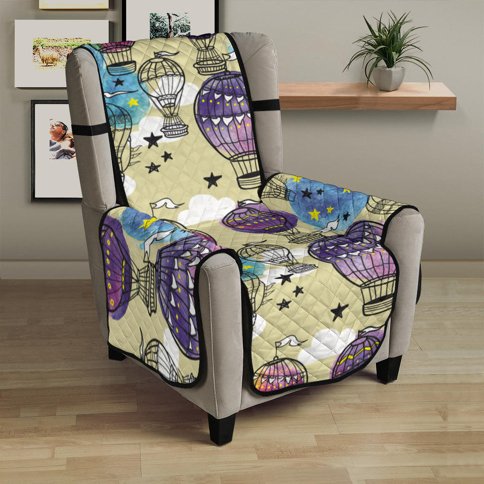 Hot Air Balloon Water Color Pattern Chair Cover Protector