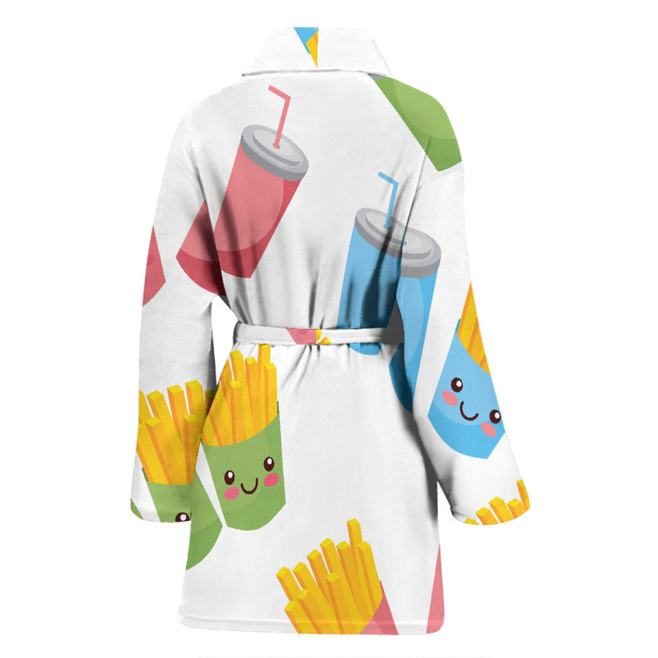 Colorful French Fries Pattern Women Bathrobe