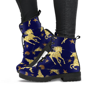 Unicorn Gold Pattern Leather Boots