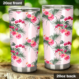 Red Pink Orchid Hibiscus Pattern Tumbler