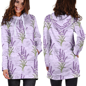 Lavender Pattern Background Women Hoodie Dress