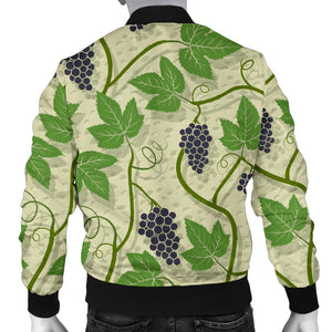 Grape Leaves Pattern Men Bomber Jacket