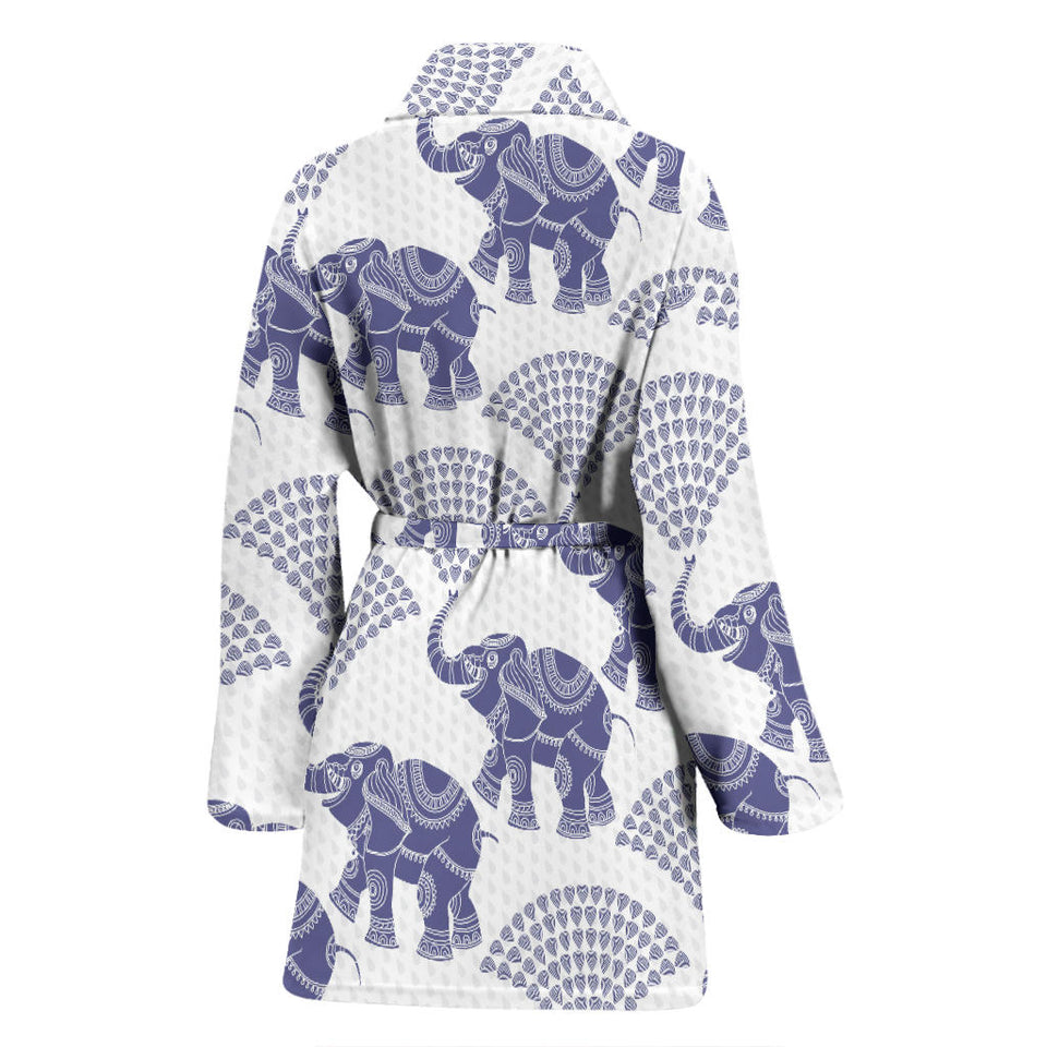 Elephant Pattern Background Women Bathrobe