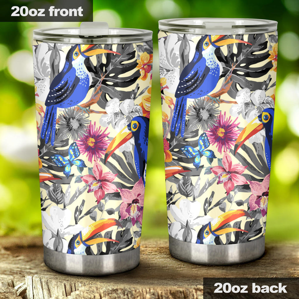 Toucan Leaves Flower Pattern Tumbler