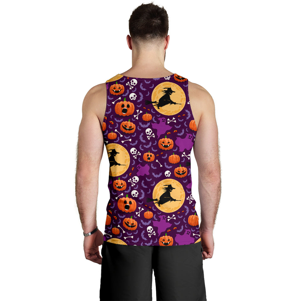 Halloween Pumpkin Witch Pattern Men Tank Top