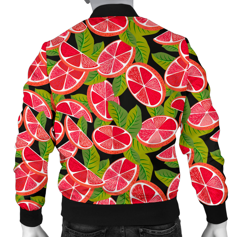 Grapefruit Leaves Pattern Men Bomber Jacket