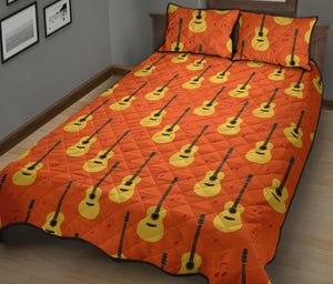 Classice Guitar Music Pattern Quilt Bed Set