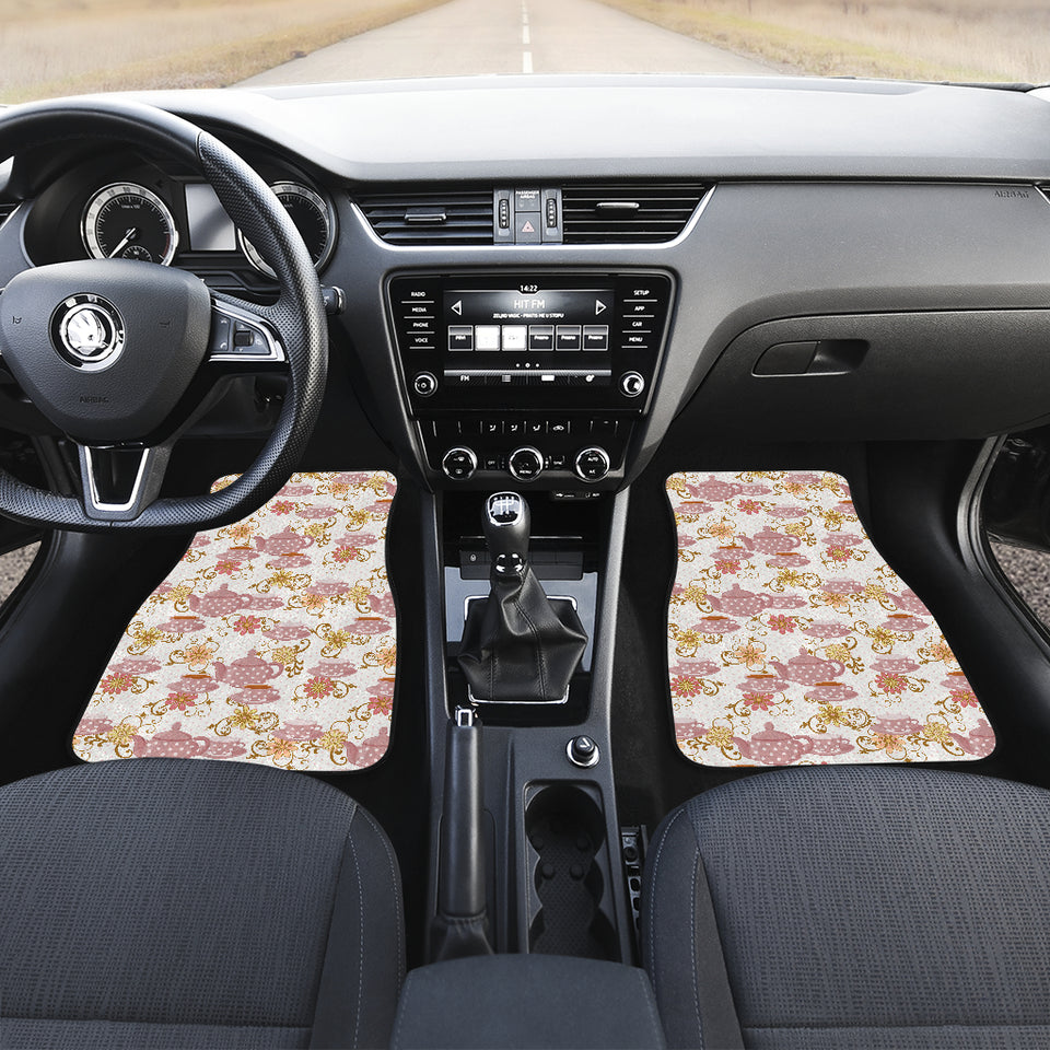 Tea pots Pattern Print Design 01 Front and Back Car Mats
