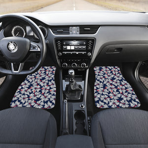 Hibiscus Pattern Print Design 02 Front and Back Car Mats