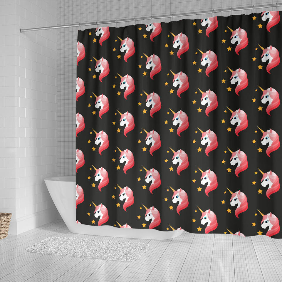 Unicorn Star Pattern Shower Curtain Fulfilled In US