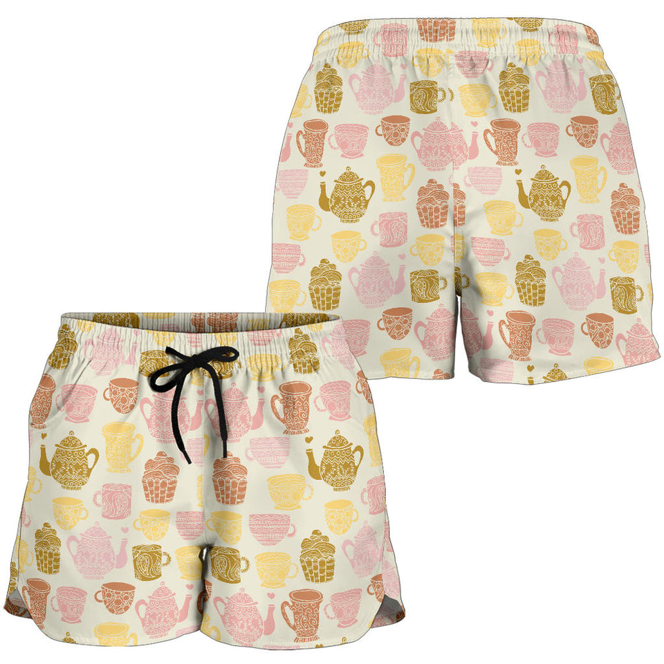 Tea pots Pattern Print Design 02 Women Shorts