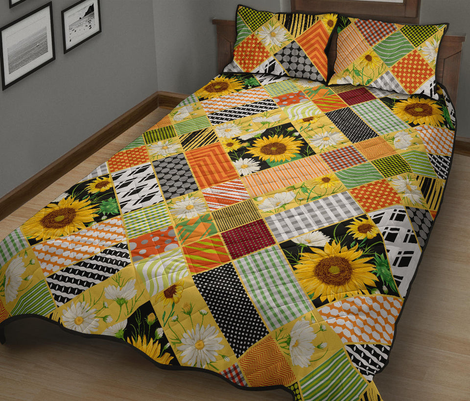 Sunflower Pattern Quilt Bed Set