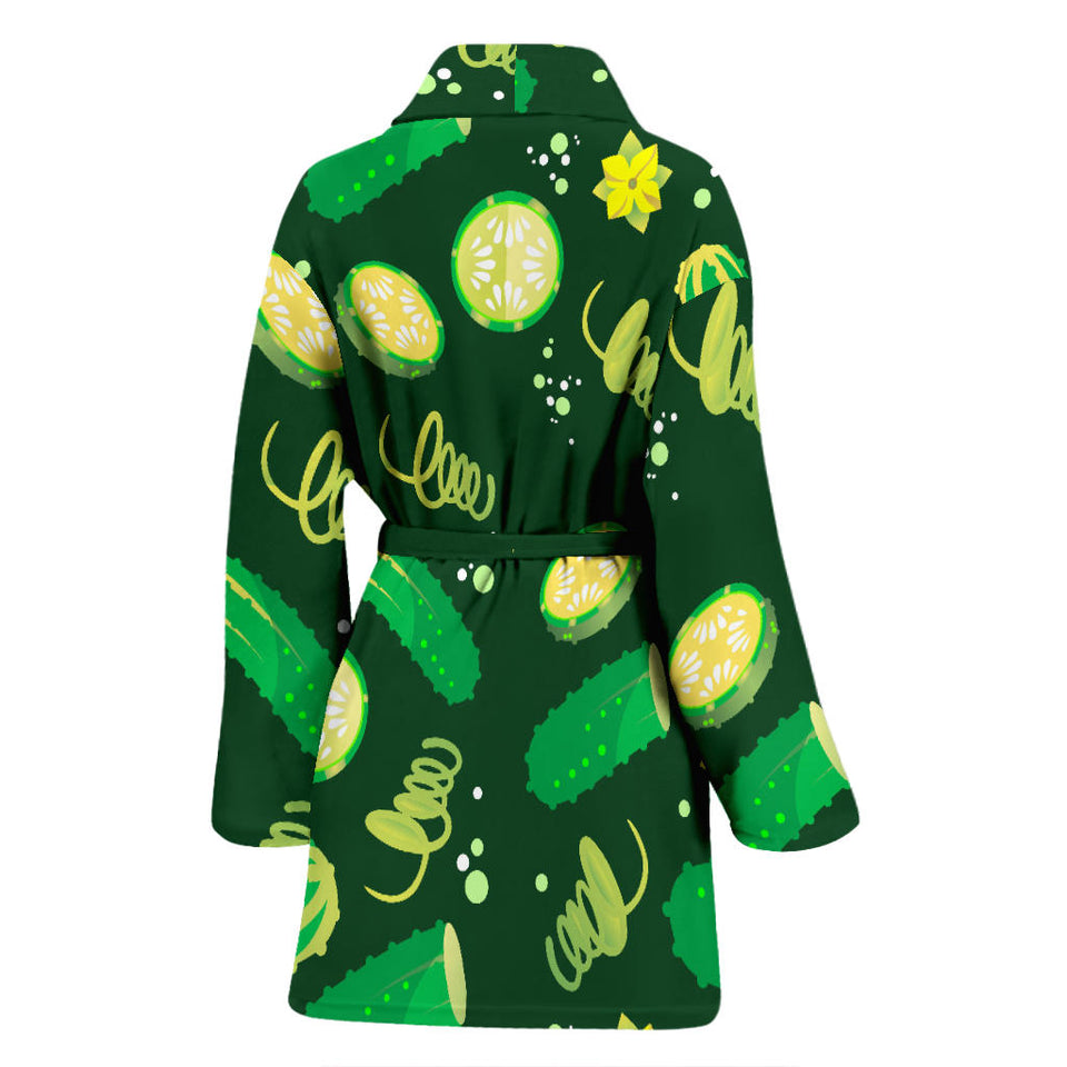 Cucumber Pattern Background Women Bathrobe