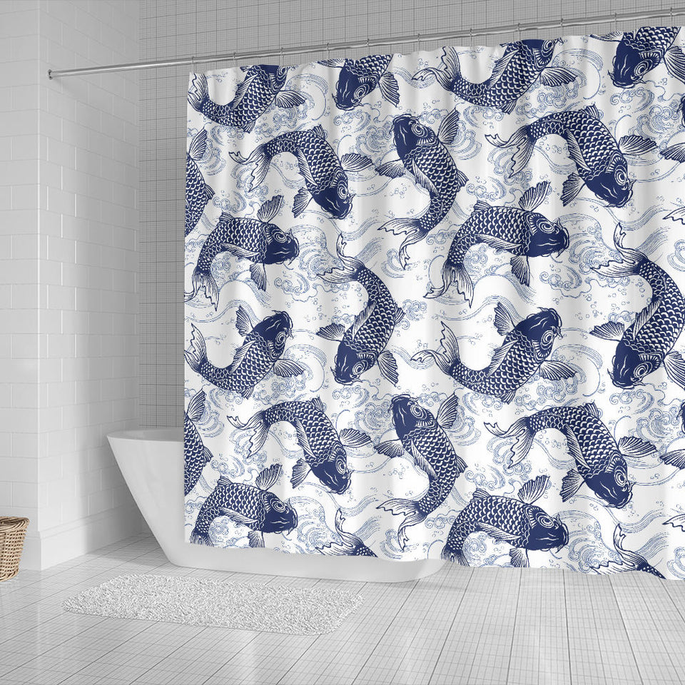 Koi Fish Carp Fish Pattern Shower Curtain Fulfilled In US