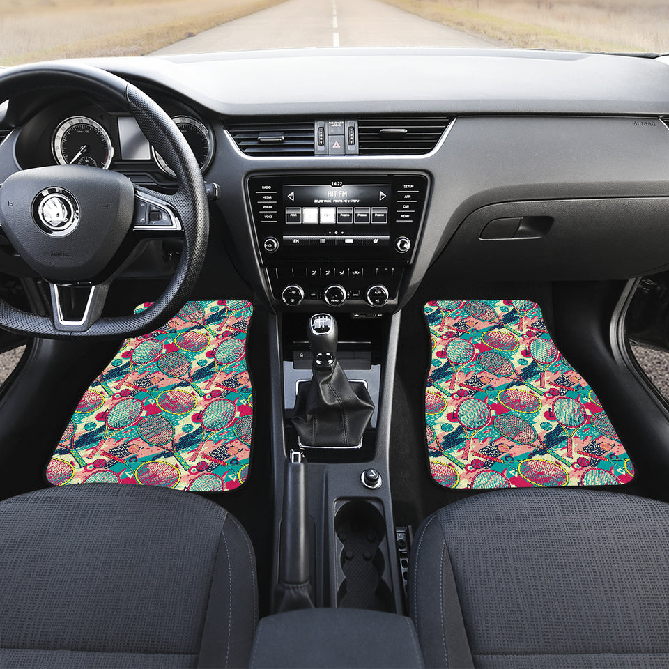 Tennis Pattern Print Design 01 Front and Back Car Mats