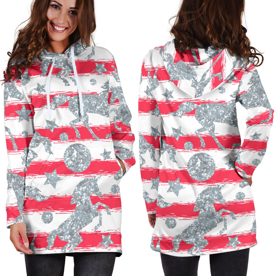 Unicorn Silver Pattern Women Hoodie Dress