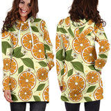 Sliced Orange Leaves  Pattern Women Hoodie Dress