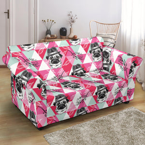 Pug Pattern Loveseat Couch Slipcover