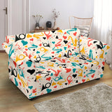 Saxophone Pattern Background Loveseat Couch Slipcover