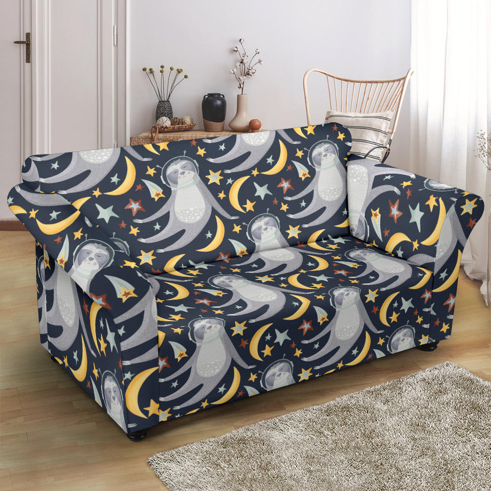 Sloth Astronaut Pattern Loveseat Couch Slipcover