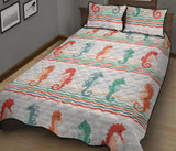 Seahorse Pattern Theme Quilt Bed Set