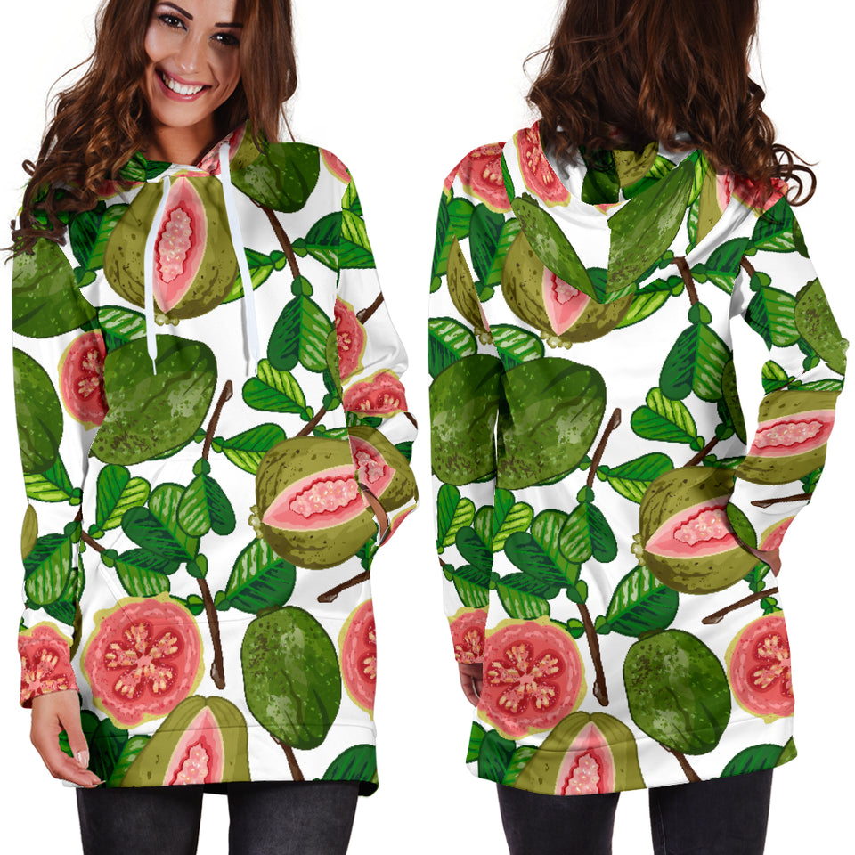 Guava Leaves Pattern Women Hoodie Dress