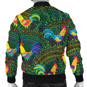 Rooster Chicken Pattern Theme Men Bomber Jacket