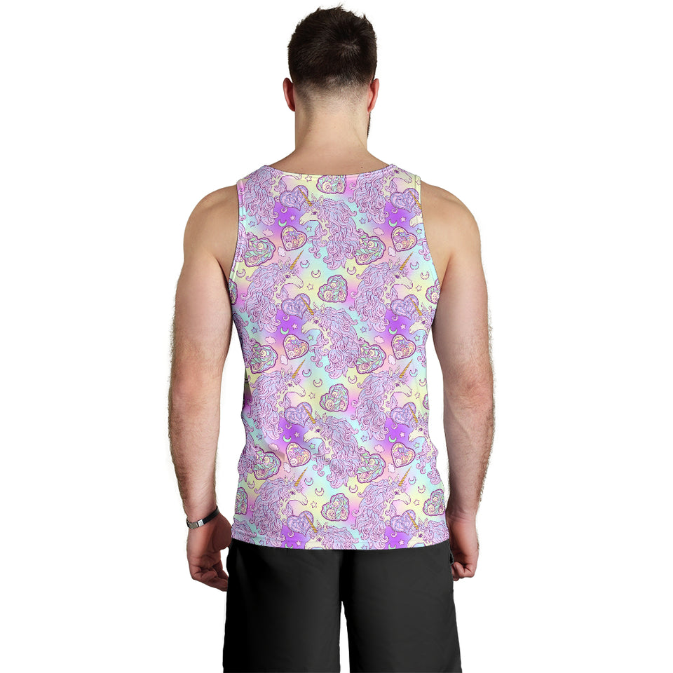 Unicorn Heart Pattern Men Tank Top