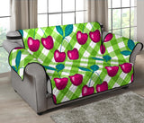 Cherry Pattern Green Background Loveseat Couch Cover Protector