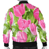 Pink Tulip Pattern Men Bomber Jacket