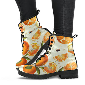 Orange Pattern Leather Boots