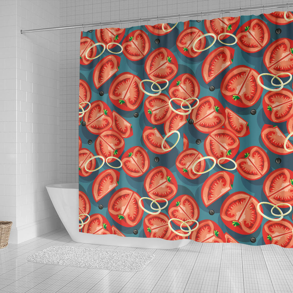 Tomato Pattern Background Shower Curtain Fulfilled In US
