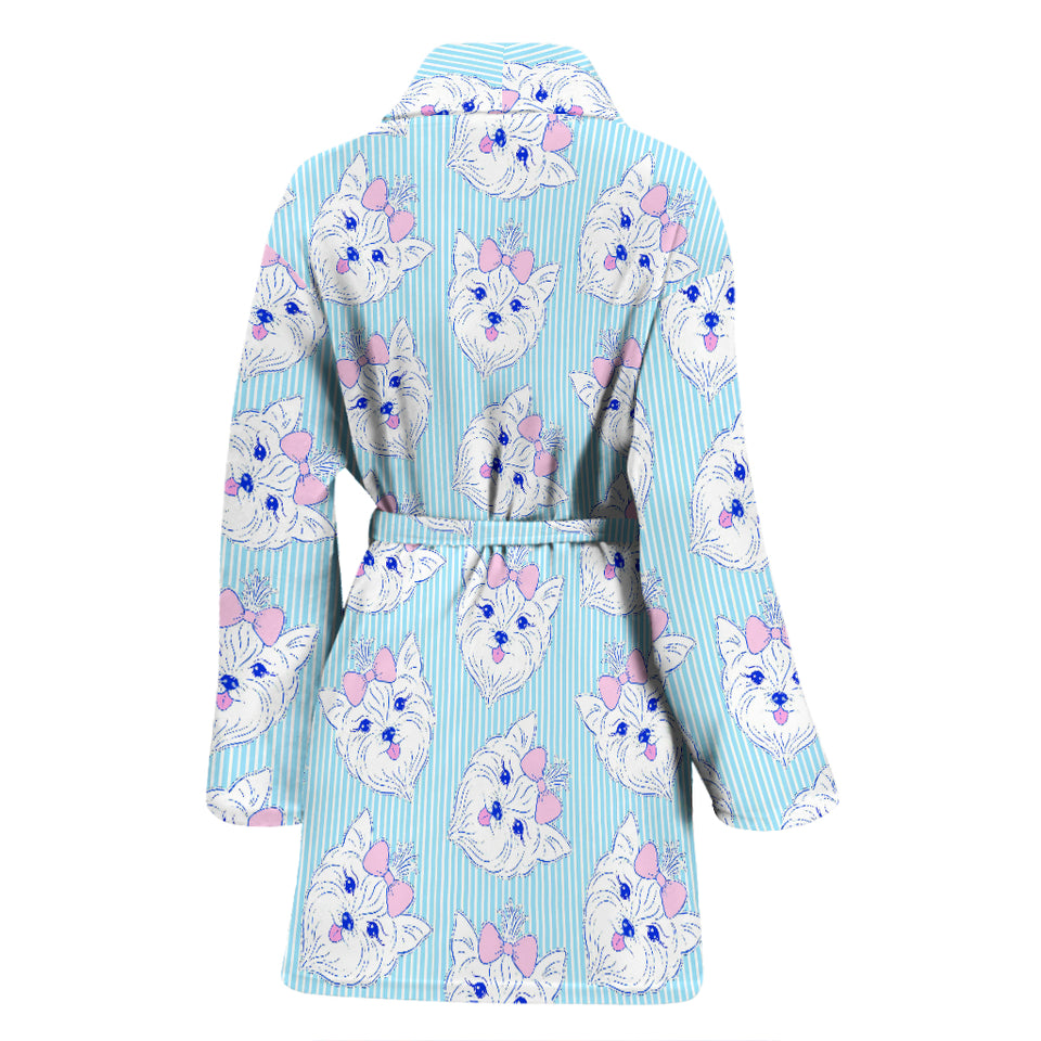 Yorkshire Terrier Pattern Print Design 01 Women Bathrobe