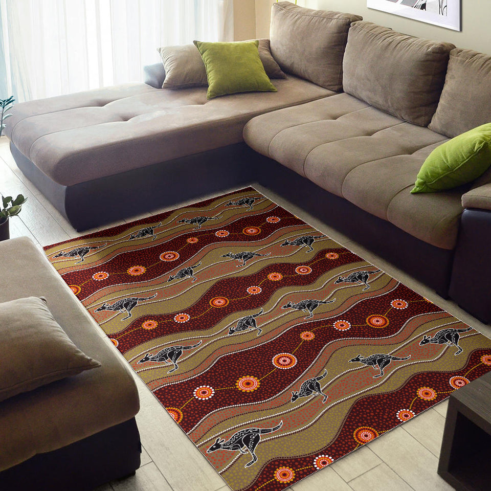 Kangaroo Aboriginal Pattern Area Rug