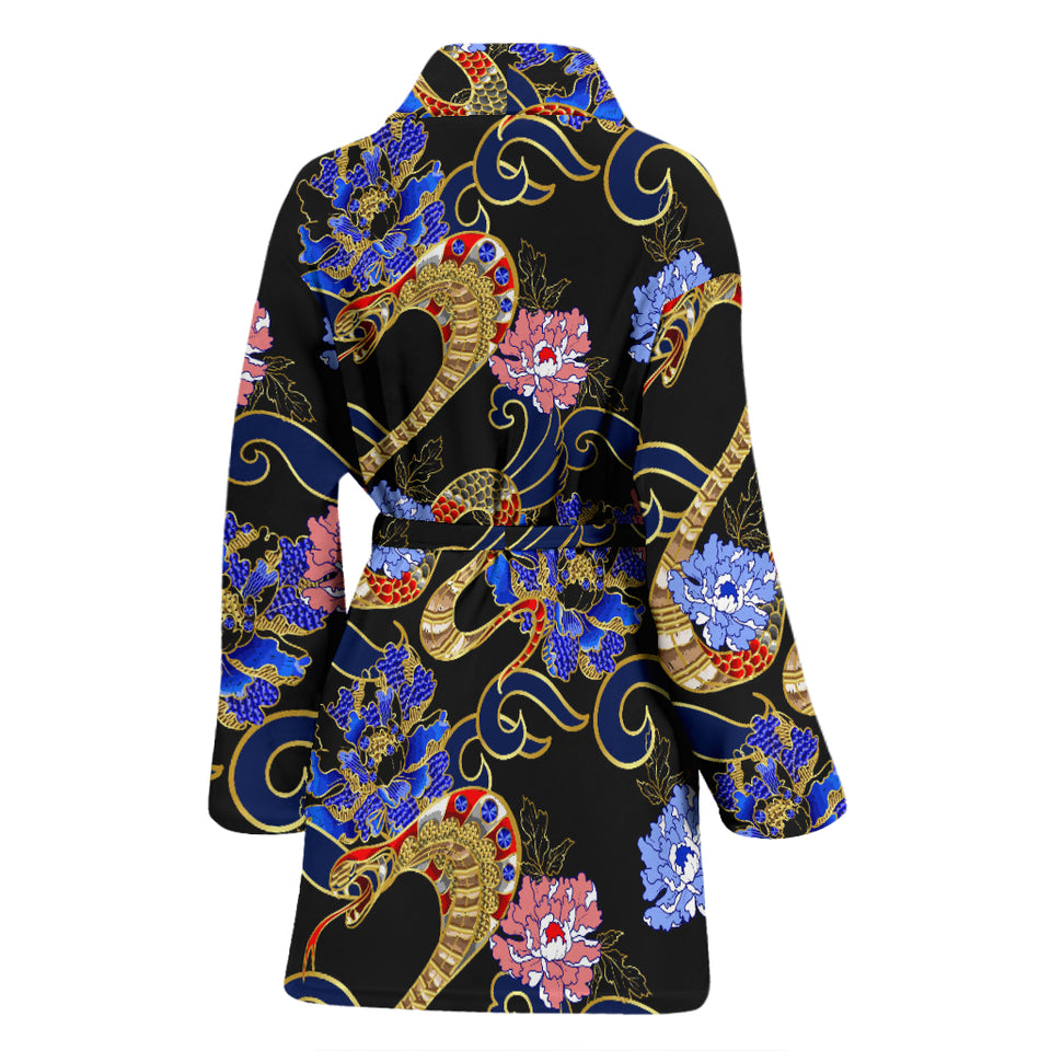 Snake Flower Pattern Women Bathrobe