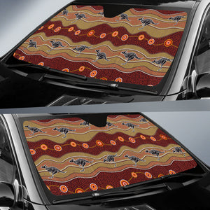 Kangaroo Aboriginal Pattern Car Sun Shade