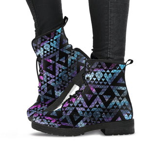 Space Galaxy Tribal Pattern Leather Boots