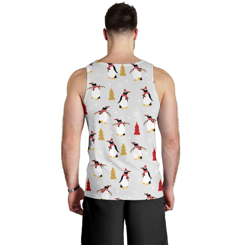 Penguin Christmas Tree Pattern Men Tank Top