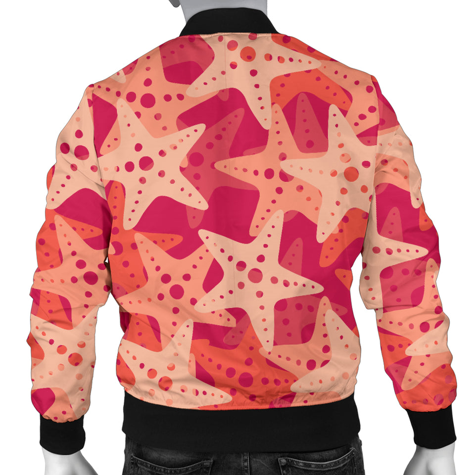 Starfish Red Theme Pattern Men Bomber Jacket