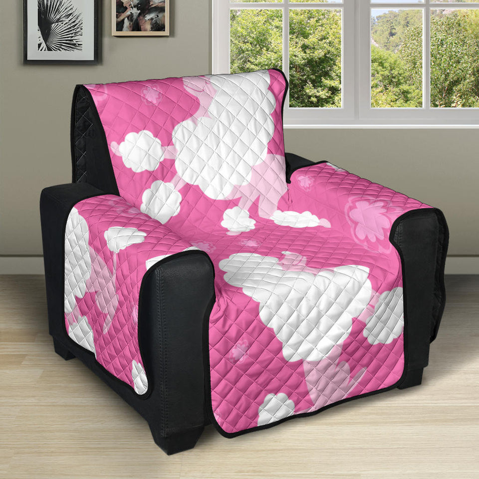 Poodle Pink Theme Pattern Recliner Cover Protector