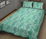 Seahorse Green Pattern Quilt Bed Set