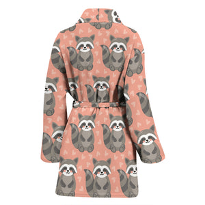 Raccoon Heart Pattern Women Bathrobe
