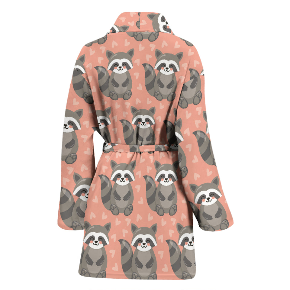 Raccoon Heart Pattern Women Bathrobe