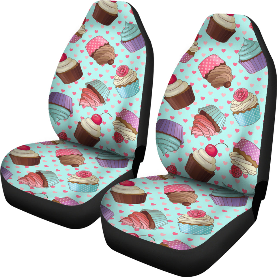 Cup Cake Heart Pattern Universal Fit Car Seat Covers